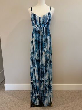 Felicity & Coco Blue Abstract Print Spaghetti Strap Maxi Dress